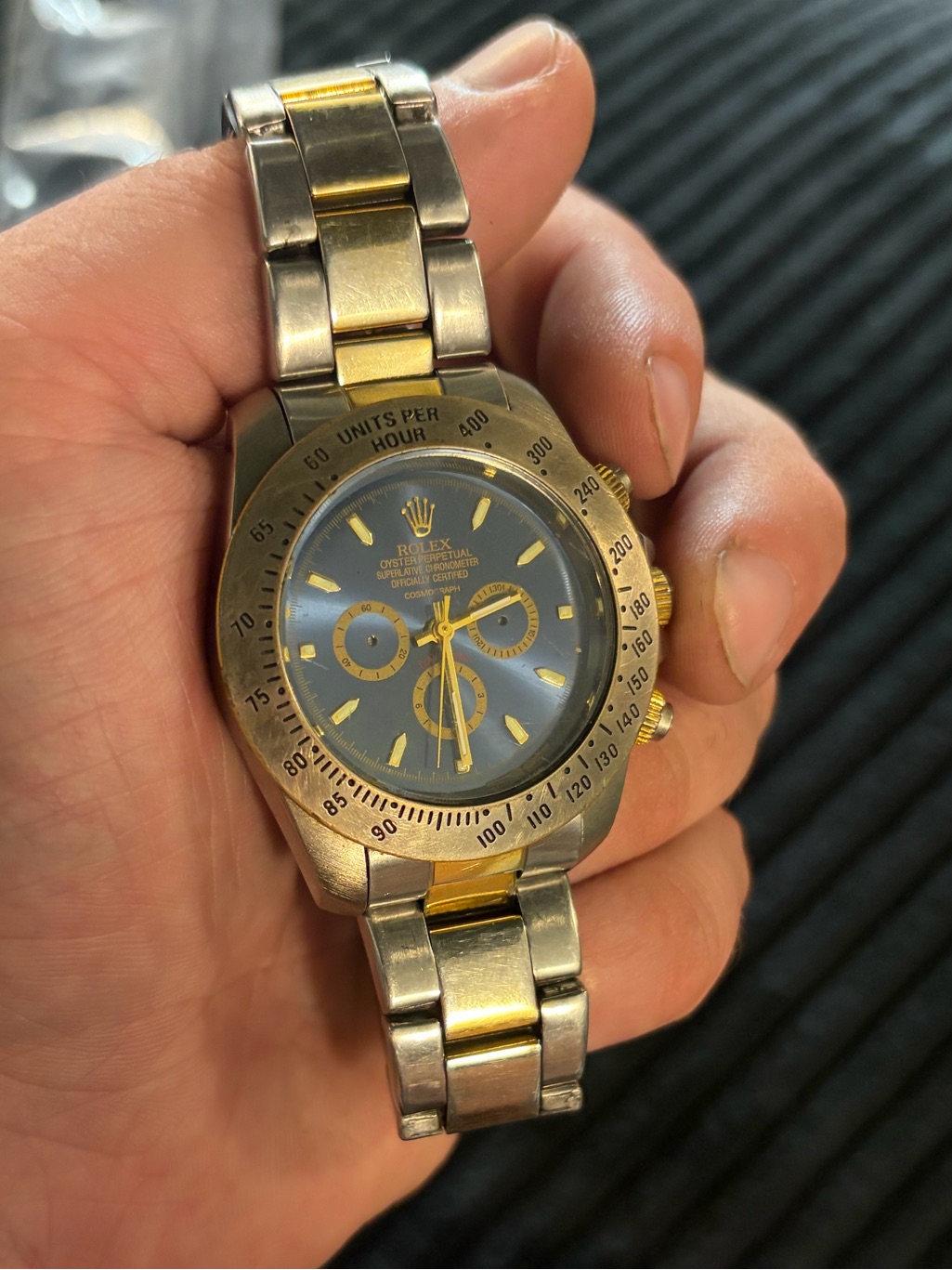 Rolex Style TwoTone Mens Chronograph Watch  Gold  Silver